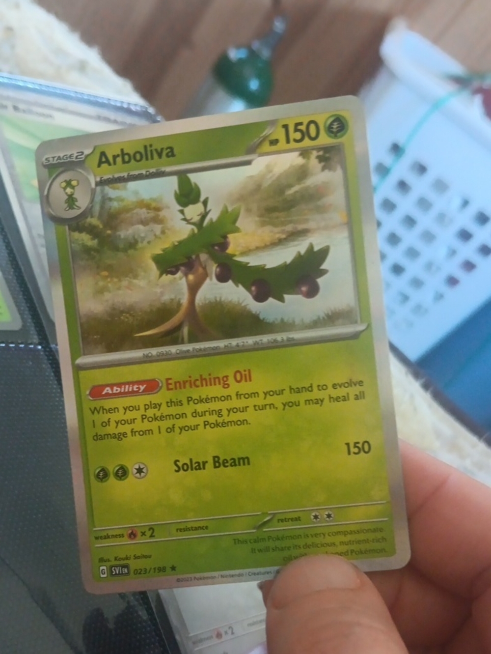 Pokemon Arboliva Card - Green and Yellow Artwork